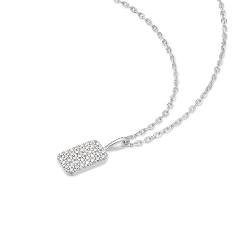 Silver Pavé Pendant Necklace